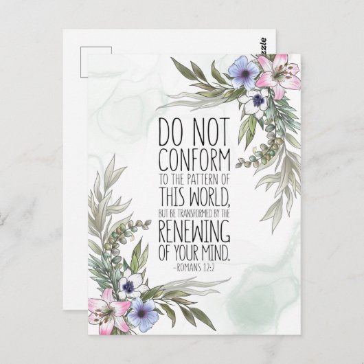 Nicht dem Muster entsprechen, Römer 12:2 Postkarte (Vorne/Hinten)