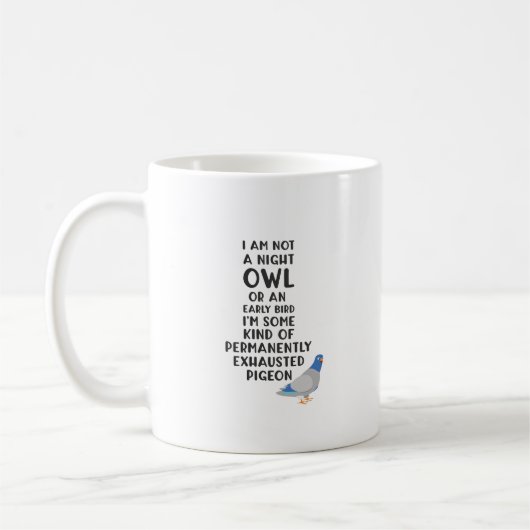 Nicht ein Eule oder ein früherer Vogel, ich bin ei Kaffeetasse (Links)