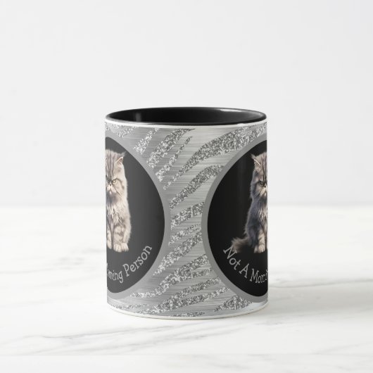 Nicht ein Morgenmensch oder Ihr Text Silberne grau Tasse (Zentrum)