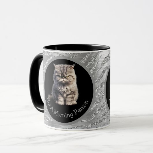 Nicht ein Morgenmensch oder Ihr Text Silberne grau Tasse (Vorderseite Links)