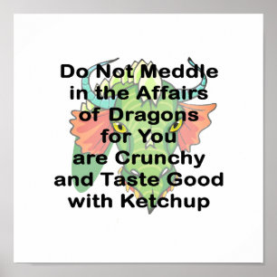 Nicht einmischen schwarzen Drachenkopf Poster