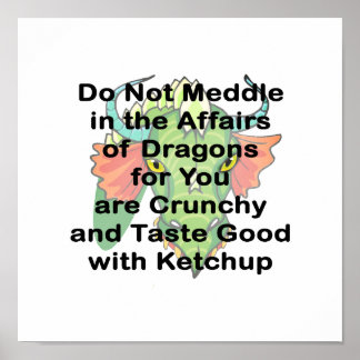 Nicht einmischen schwarzen Drachenkopf Poster