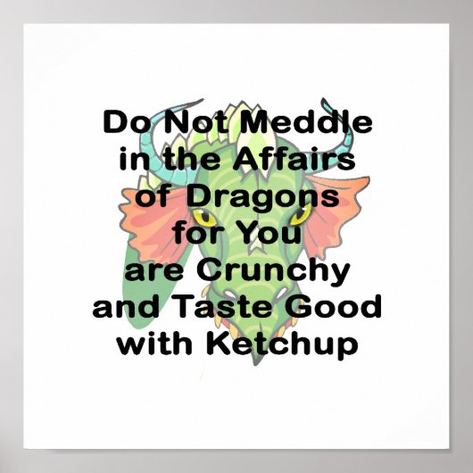 Nicht einmischen schwarzen Drachenkopf Poster (Vorne)