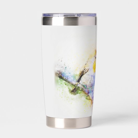 Nicht entmutigen, Wasserfarbvogel Thermobecher (Vorderseite)