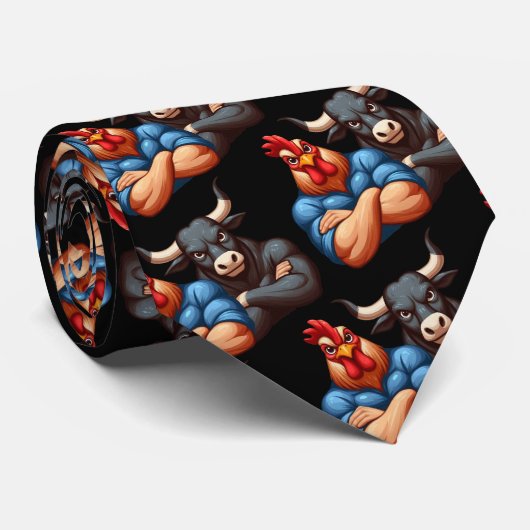 Nicht erwünschter Rooster- und Ox-Gedeckter Waffen Krawatte (Gerollt)