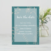 Nicht Foto Einfache grönländische Blaue Blume Save The Date (Stehend Vorderseite)