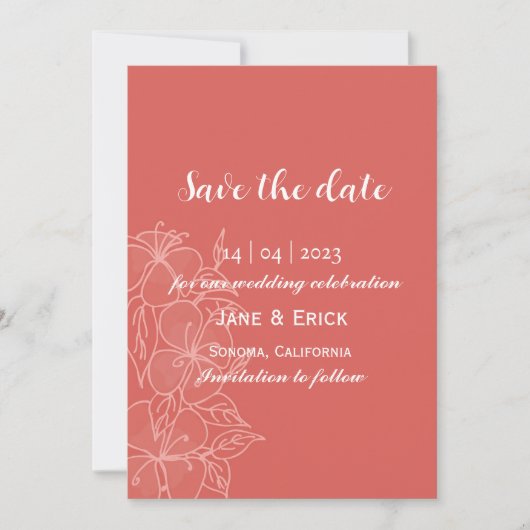 Nicht Foto Einfache Korallenfarben Save The Date (Vorderseite)
