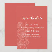 Nicht Foto Einfache Korallenfarben Save The Date (Vorne/Hinten)