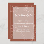 Nicht Foto Einfache Terracotta Blume Save The Date (Vorne/Hinten)