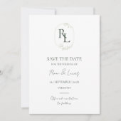 Nicht-Foto-Minimal-Floral-Monogramm-Foto Hochzeit Ankündigung (Vorderseite)