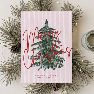 Nicht-Foto-Weihnachtskarte mit rosa gestreiftem Ta Feiertagskarte