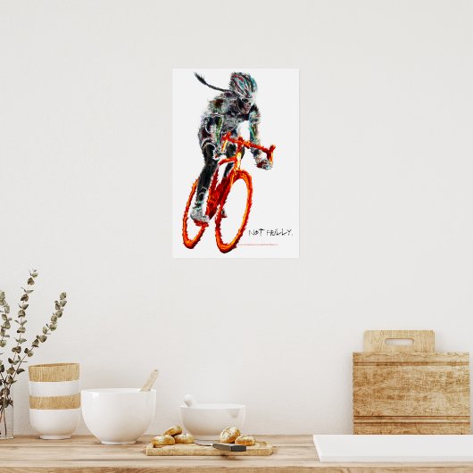 Nicht frilisch. Fahrradfahrerinnen und Flammen Poster (Küche)