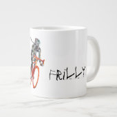 Nicht Frilly.  Weiblicher Radfahrer u. Flammen Jumbo-Tasse (Vorderseite Rechts)