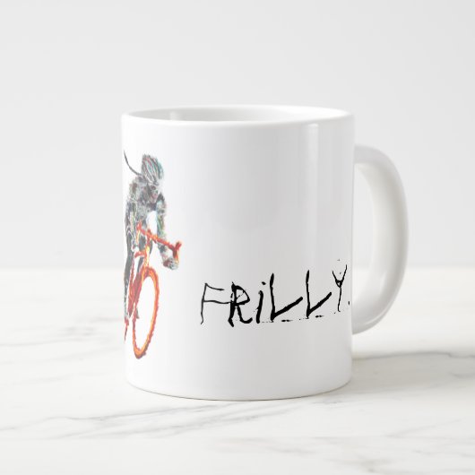 Nicht Frilly. Weiblicher Radfahrer u. Flammen Jumbo-Tasse (Vorderseite Rechts)