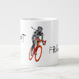 Nicht Frilly.  Weiblicher Radfahrer u. Flammen Jumbo-Tasse