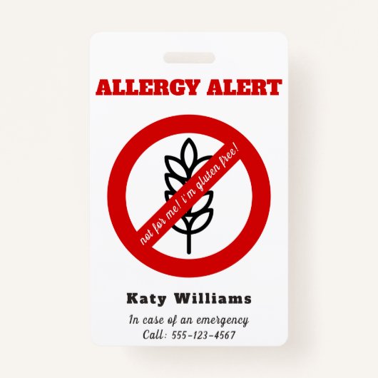 Nicht für mich, ich bin glutenfrei! Kids Allergie Ausweis (Vorderseite)