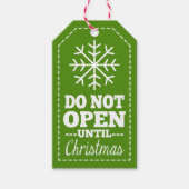 Nicht geöffnet bis Weihnachten Schneeflocke - grün Geschenkanhänger (Vorderseite)