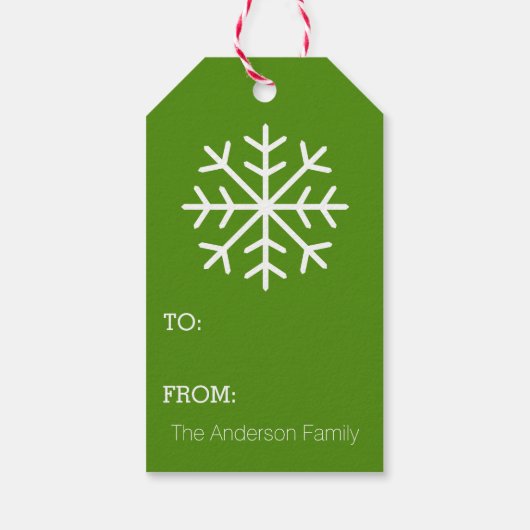Nicht geöffnet bis Weihnachten Schneeflocke - grün Geschenkanhänger (Rückseite)