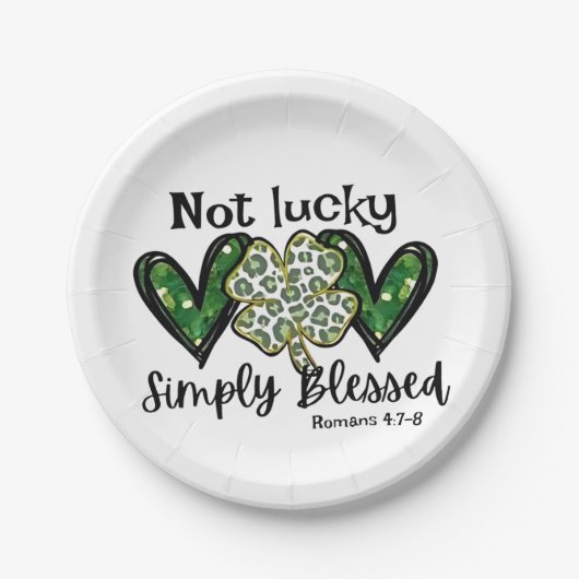 Nicht glücklich, einfach gesegnet Lucky Charm St P Pappteller (Vorderseite)