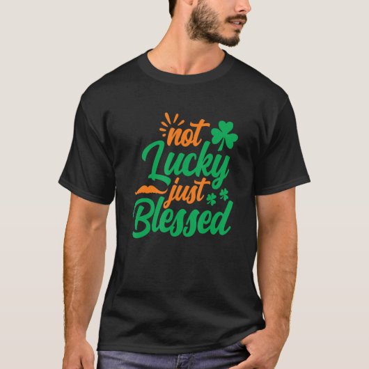 Nicht glücklich, nur gesegnet Kleeblatt St Patrick T-Shirt (Vorderseite)