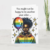 Nicht glücklich über Ihren Geburtstag Funny LGBTQI Karte (Vorderseite)