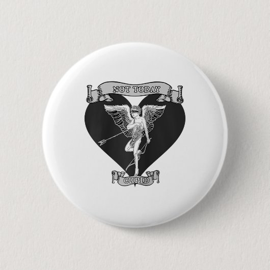 Nicht heute Cupid Arrow Shot Tattoo Style Gray Ant Button (Vorderseite)
