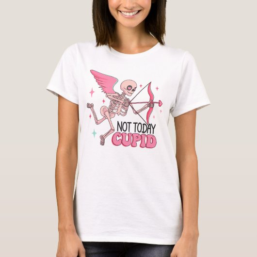 Nicht heute Cupid Funny Anti Valentine T-Shirt (Vorderseite)