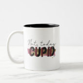 Nicht heute Cupid Funny Galentine Zweifarbige Tasse (Links)