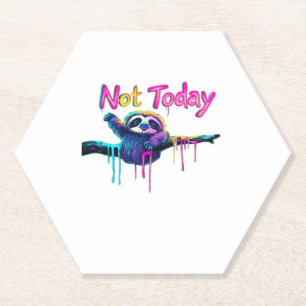 Nicht heute � farbenfrohe Sloth Neon Artwork Class Untersetzer