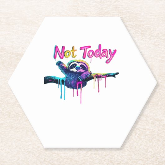 Nicht heute � farbenfrohe Sloth Neon Artwork Class Untersetzer (Vorderseite)