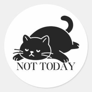 Nicht heute Feiertagsstimmung Schwarze Katze Aufkl Runder Aufkleber