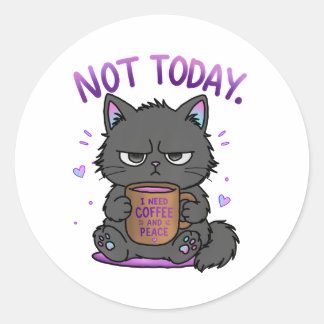 Nicht heute Grumpy Cat Kaffeeliebhaber Süße Lustig Runder Aufkleber
