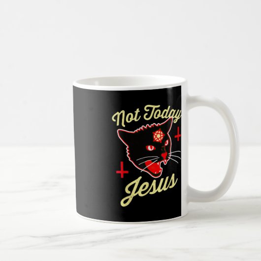Nicht heute hat Jesus den Satan Cat Todeskreuz Vin Kaffeetasse (Rechts)