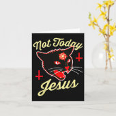 Nicht heute hat Jesus den Satan Cat Todeskreuz Vin Karte (Gelbe Blume)