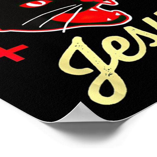 Nicht heute hat Jesus den Satan Cat Todeskreuz Vin Poster (Ecke)