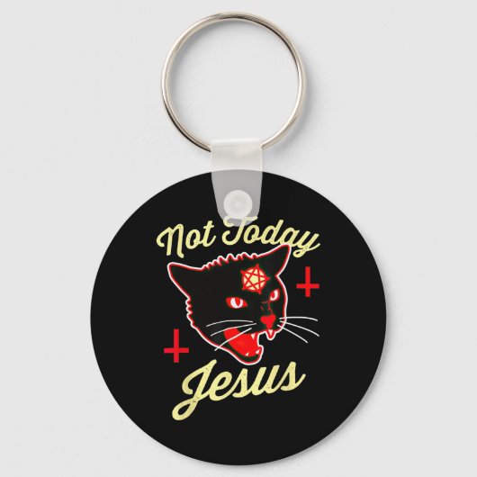 Nicht heute hat Jesus den Satan Cat Todeskreuz Vin Schlüsselanhänger (Vorderseite)