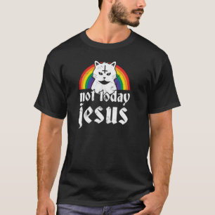 Nicht heute Jesus Hoodie Rainbow Satanic Cat Goth  T-Shirt