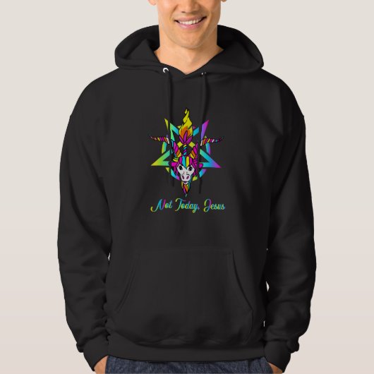 Nicht heute Jesus Satanic Baphomet Ziege Gesicht H Hoodie (Vorderseite)