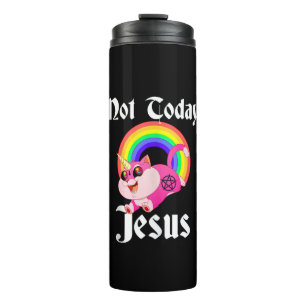 Nicht heute Jesus Satanic Cat Rainbow hat Anti Rel Thermosbecher