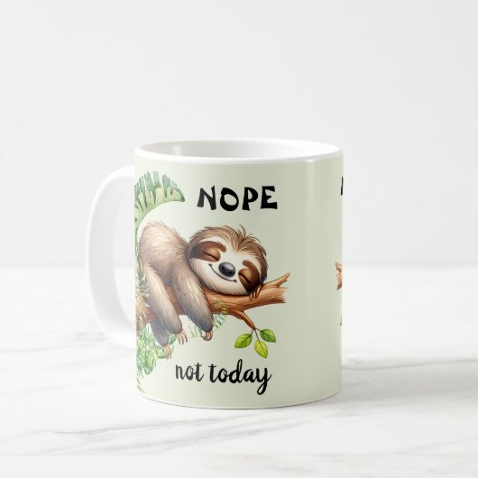Nicht heute Lazy Sloth Safari Dschungel Süße Tier Kaffeetasse (Vorderseite Links)