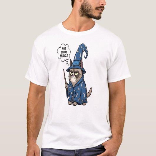 Nicht heute Muggle Grumpy Zauberkatze T-Shirt - Lu (Vorderseite)