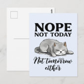 Nicht heute, nicht morgen - Schlaflose Katze Postkarte (Vorne/Hinten)