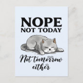 Nicht heute, nicht morgen - Schlaflose Katze Postkarte (Vorderseite)