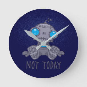 Nicht heute Sad Robot Runde Wanduhr