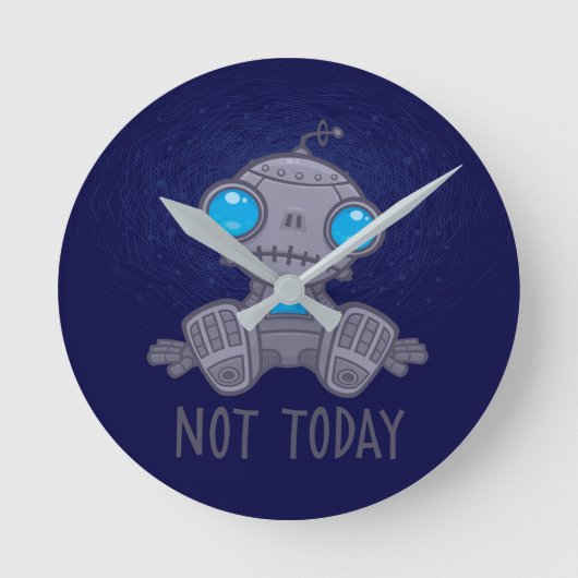 Nicht heute Sad Robot Runde Wanduhr (Vorderseite)