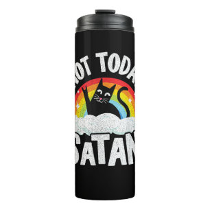 Nicht heute Satan Cat Rainbow Goth Jesus Funny Dea Thermosbecher