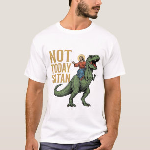 Nicht heute Satan Dinosaurier Vintage religiöses V T-Shirt