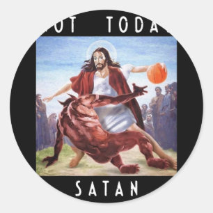 Nicht heute Satan Jesus Vs Satan in Bysketbyll Runder Aufkleber