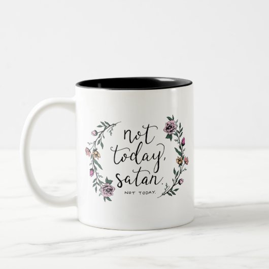 Nicht heute, Satan Kaffee-Tasse, lustige Tasse, Zweifarbige Tasse (Links)