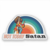 Nicht heute Satan Retro Aufkleber (Vorderseite)